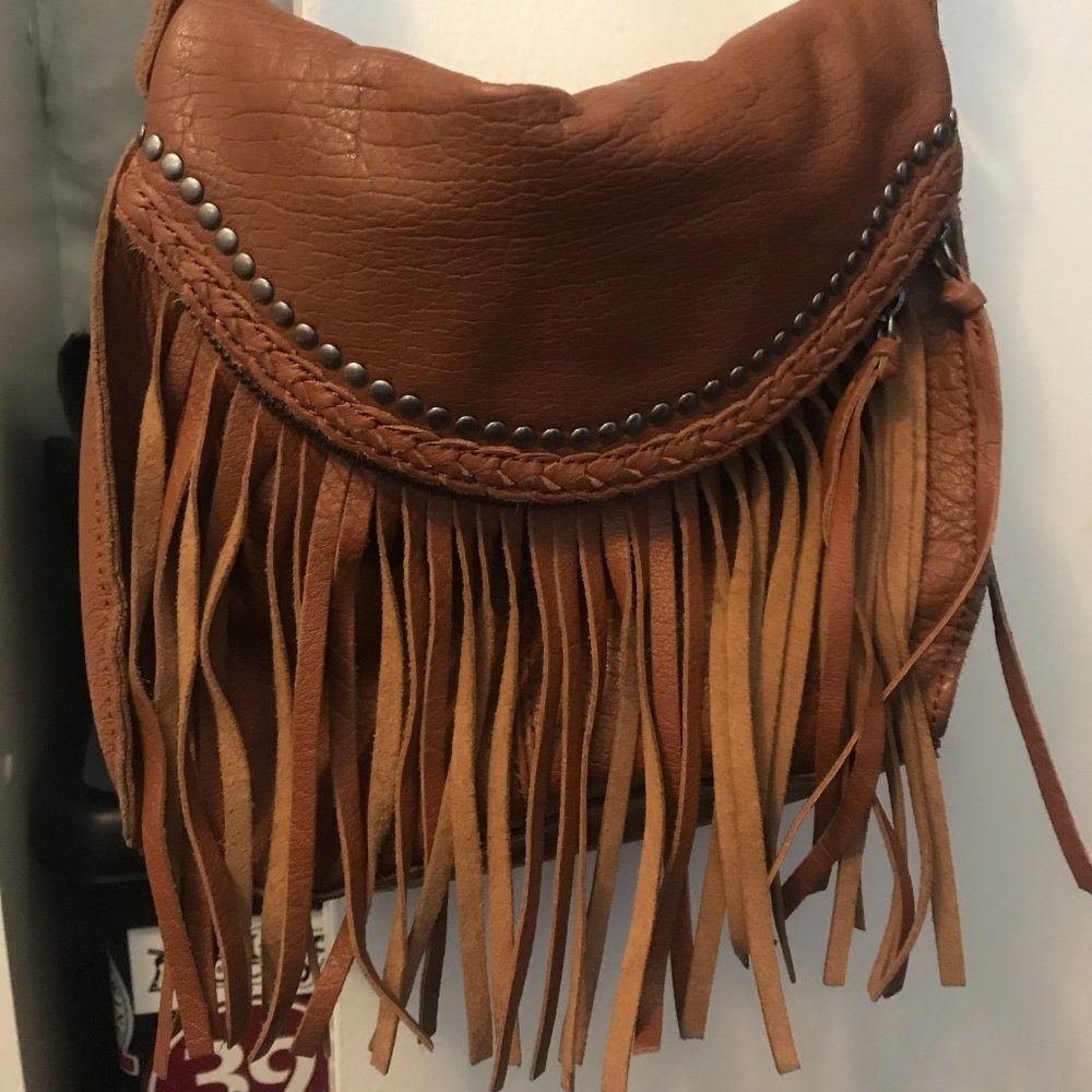 The Sak Leather Fringe Crossbody/Hobo Bag